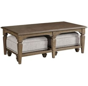 Maribelle Dark Stain Rectangular Nesting Cocktail Table with Ottoman