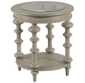 Tigbee-Hamilton Beige Round Glass Top End Table