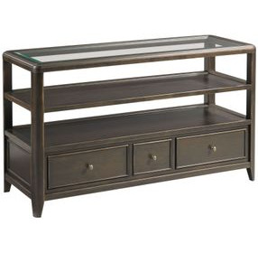 Whitaker Distressed Dark Stain Rectangular Glass Top Sofa Table