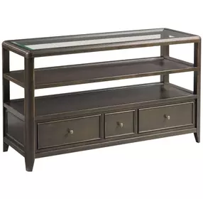 Whitaker Distressed Dark Stain Rectangular Glass Top Sofa Table