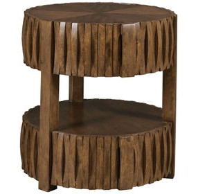 Hidden Treasures Medium Stain Round End Table with 2 Drawer