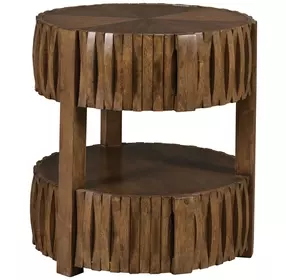 Hidden Treasures Medium Stain Round End Table with 2 Drawer