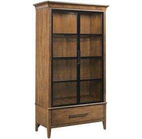 Gillian Warm Brunette 2 Door Display Cabinet with 1 Drawer and LED Light