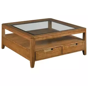 Aspire Clarity Brown Square Glass Top Cocktail Table