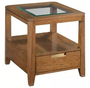 Aspire Clarity Medium Stain Square Glass Top End Table
