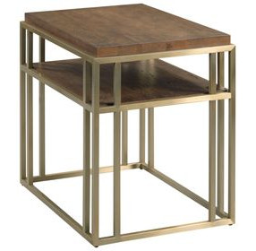 Brighton-Acquisitions Brighton Medium Stain and Gold Rectangular Chairside Table