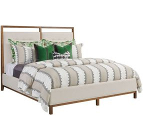 Monogram Walnut Upholstered Panel Bed