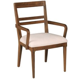 Monogram Walnut Clubhouse Cream Upholstered Arm Chair