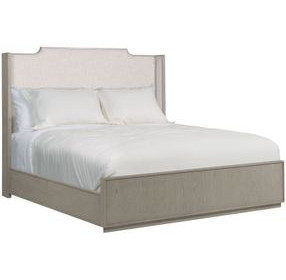 Sharon Gray and Cream Upholstered Queen Panel Bed