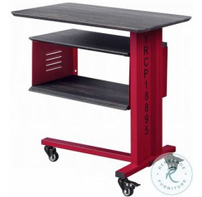 Cargo Red Rectangular Accent Table with Wall Shelf