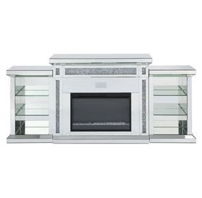 Noralie Silver and Gray 82" Fireplace with LED and Bluetooth