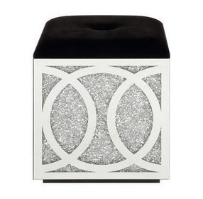 Noralie Black Upholstered Square Ottoman with Storage