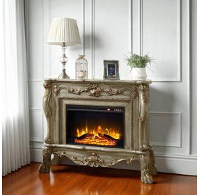 Dresden Gold Patina Rectangular Electric Fireplace