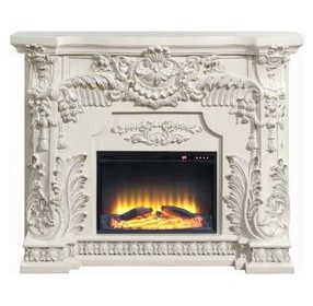 Adara Antique White Rectangular Electric Fireplace