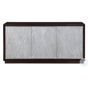 Geranio Metallic Silver and Walnut 3 Door Console Cabinet