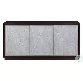 Geranio Metallic Silver and Walnut 3 Door Console Cabinet