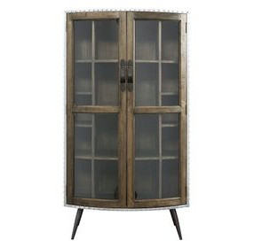 Brancaster Oak and Silver 2 Glass Door Bar Cabinet