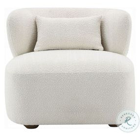 Darius Beige Boucle Accent Chair with Pillow