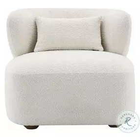 Darius Beige Boucle Accent Chair with Pillow