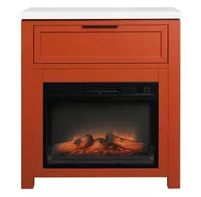 Fireside Consoles Terracotta and White Sintered Stone Top Fireside Console with USB Charging