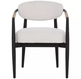Marita Black and Louis Cream Performance Fabric Dining Arm Chair