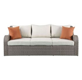 Salena Beige Outdoor 82" Sofa and 2 Ottomans