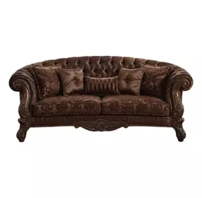 Versailles Brown 109" Sofa with Nailhead Trim