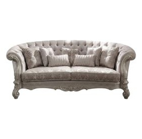 Versailles Ivory 109" Sofa with Nailhead Trim