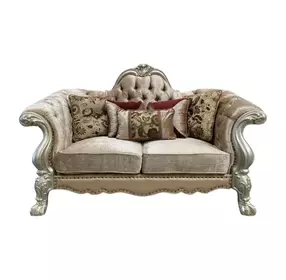 Dresden Brown 73" Loveseat with Pillow and Nailhead Trim