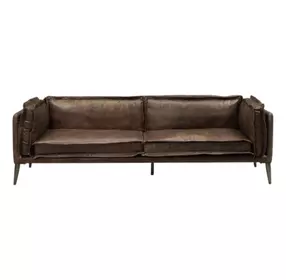 Porchester Distress Chocolate Leather 94" Sofa