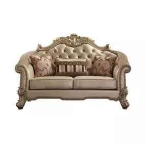Vendome II Bone 67" Loveseat with Pillow and Nailhead Trim