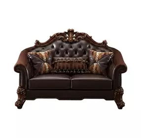 Vendome II Two Tone Dark Brown 66" Loveseat with Pillow and Nailhead Trim