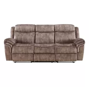 Zubaida Chocolate Glider Reclining 87" Sofa with Console and USB Charging