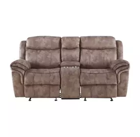 Zubaida Two Tone Chocolate Velvet Reclining 78" Loveseat and Console with USB Charging