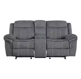 Zubaida Two Tone Gray Velvet Reclining 78" Loveseat and Console with USB Charging