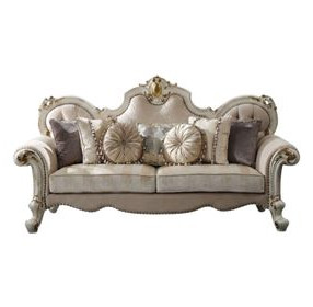Picardy Beige 93" Sofa with Nailhead Trim