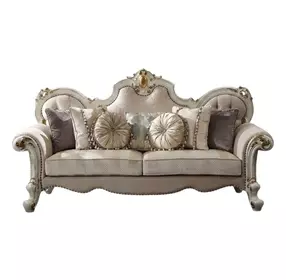 Picardy Beige 93" Sofa with Nailhead Trim