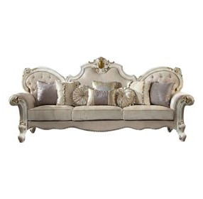 Picardy Beige Oversized 110" Sofa with Nailhead Trim