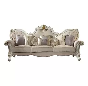 Picardy Beige Oversized 110" Sofa with Nailhead Trim