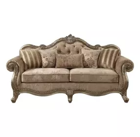 Ragenardus Pink 95" Sofa with Pillows and Nailhead Trim