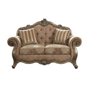 Ragenardus Fabric and Vintage Oak 71" Loveseat with 2 Pillows