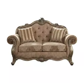 Ragenardus Fabric and Vintage Oak 71" Loveseat with 2 Pillows