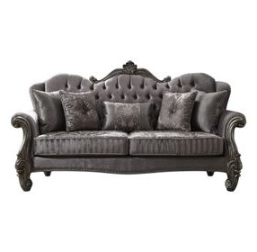 Versailles Antique Platinum 92" Sofa with Pillows and Nailhead Trim