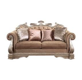 Northville Velvet and Antique Silver 78" Loveseat with 4 Pillows