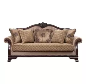 Chateau De Ville Beige 89" Sofa with Pillows and Nailhead Trim