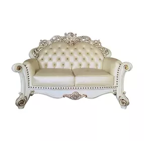 Vendome Champagne 70" Loveseat with Pillows and Nailhead Trim