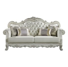 Dresden Antique Pearl 86" Sofa with Nailhead Trim