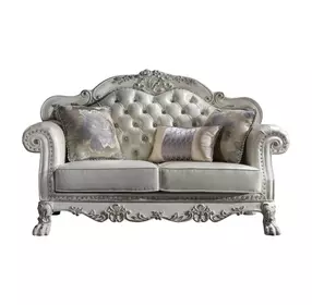 Dresden Antique Pearl 64" Loveseat with Pillow and Nailhead Trim