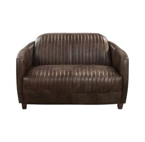 Brancaster Antique Slate Leather 50" Loveseat with Nailhead Trim