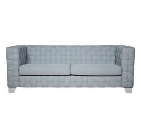 Saree Light Teal Chenille and White 85" Sofa